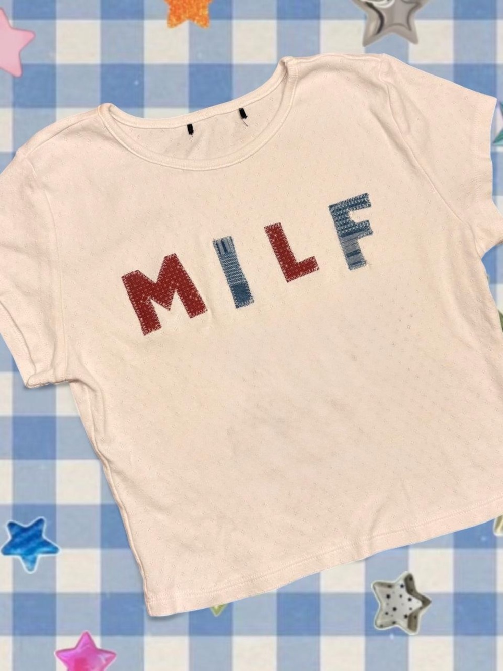 Patriotic MILF handmade upcycled patchwork top